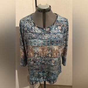 Chico’s Zenergy Print Sandstone Tunic Size 2 Petite (Size 12P)